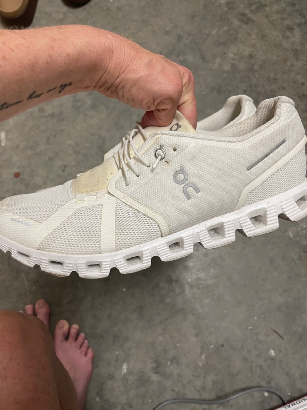 On Running Men's Sneakers in Cream and White - Picture 9 of 11